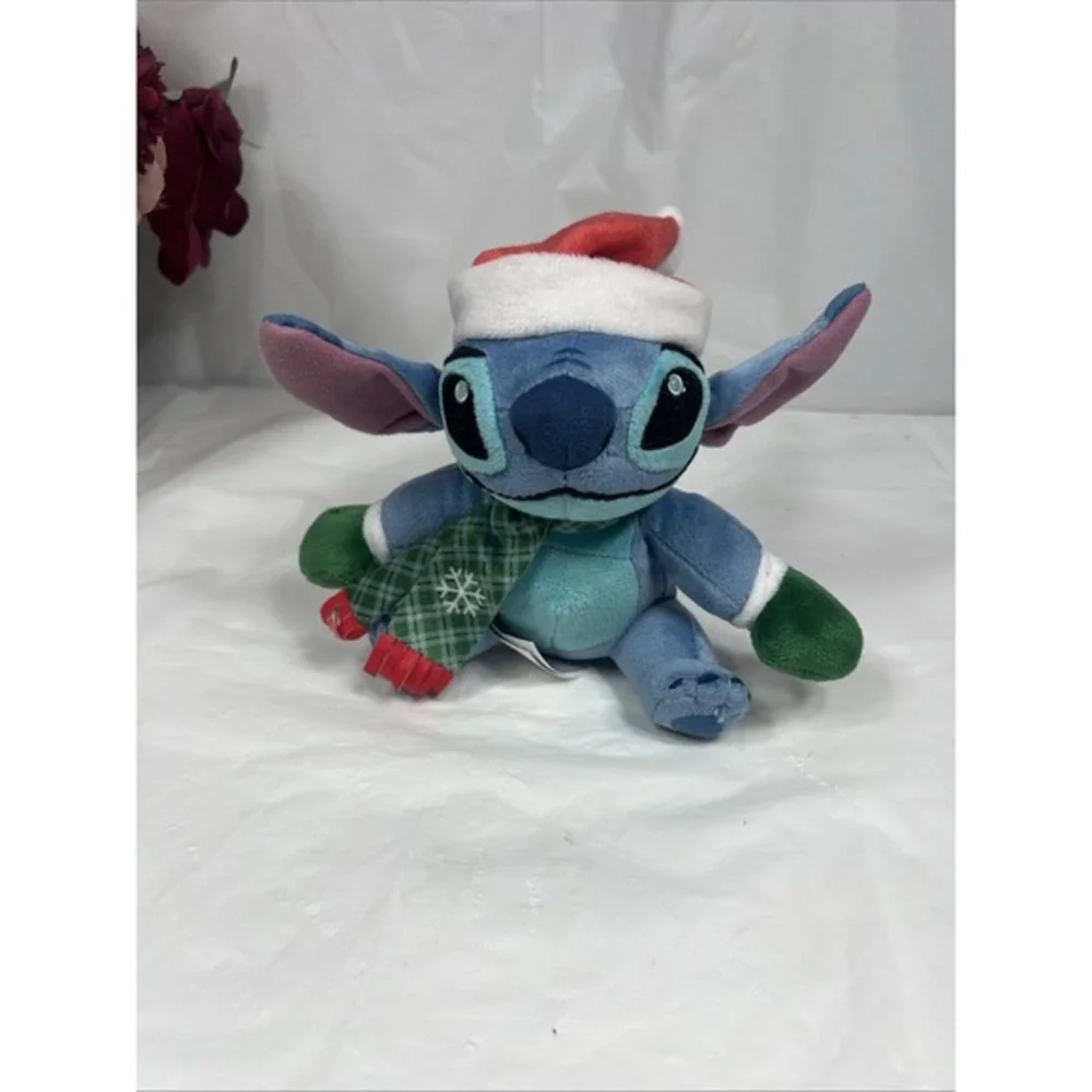 Disney Christmas Stitch Plush with Santa‎ Hat Scarf 6